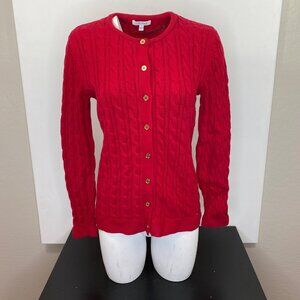 Calvin Klein Womens Red Cable Knit Buttoned Cardigan Sweater Size Medium